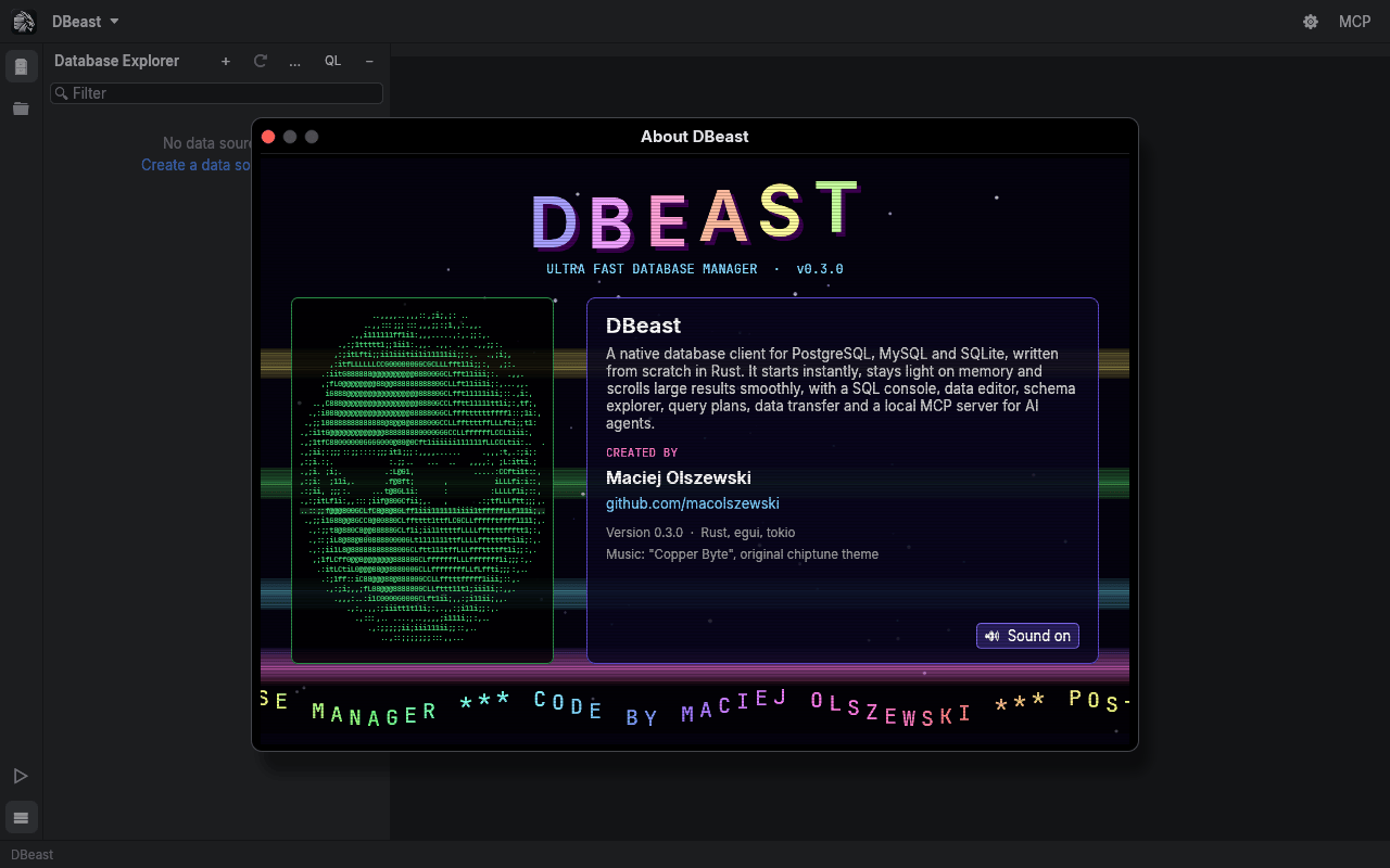 About DBeast screen