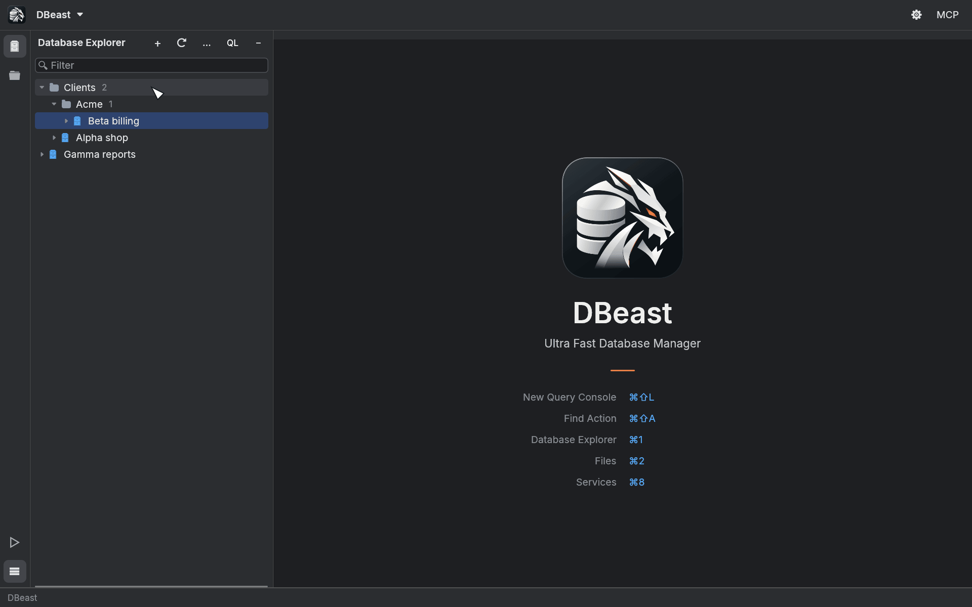 Nested data source groups in the Explorer